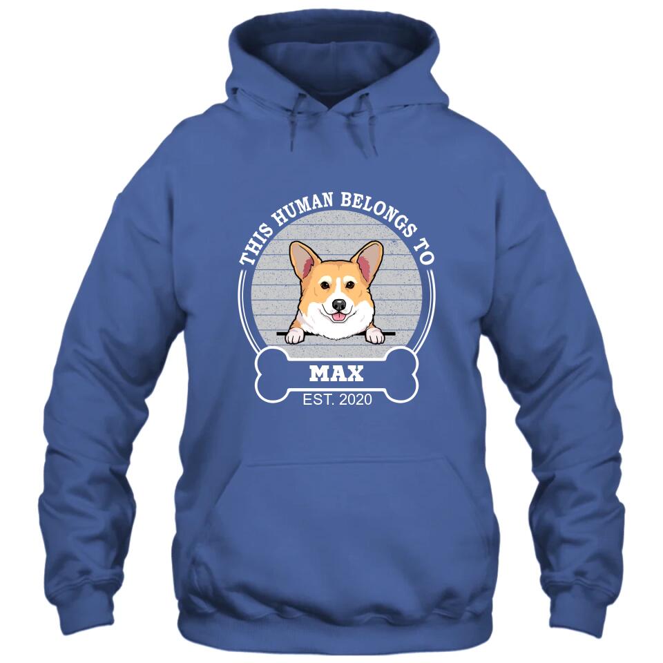 This Human Belongs To - Personalized T-Shirt and Hoodie - Custom Gift for Dog Lovers - Mother's Day, Father's Day, Christmas Gift