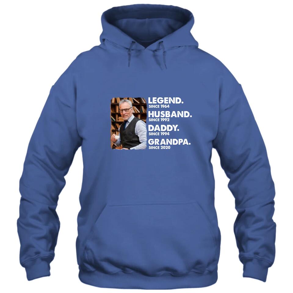 Legend Husband Daddy Grandpa - Custom Photo T-Shirt and Hoodie - Custom Gift for Father's Day, Christmas
