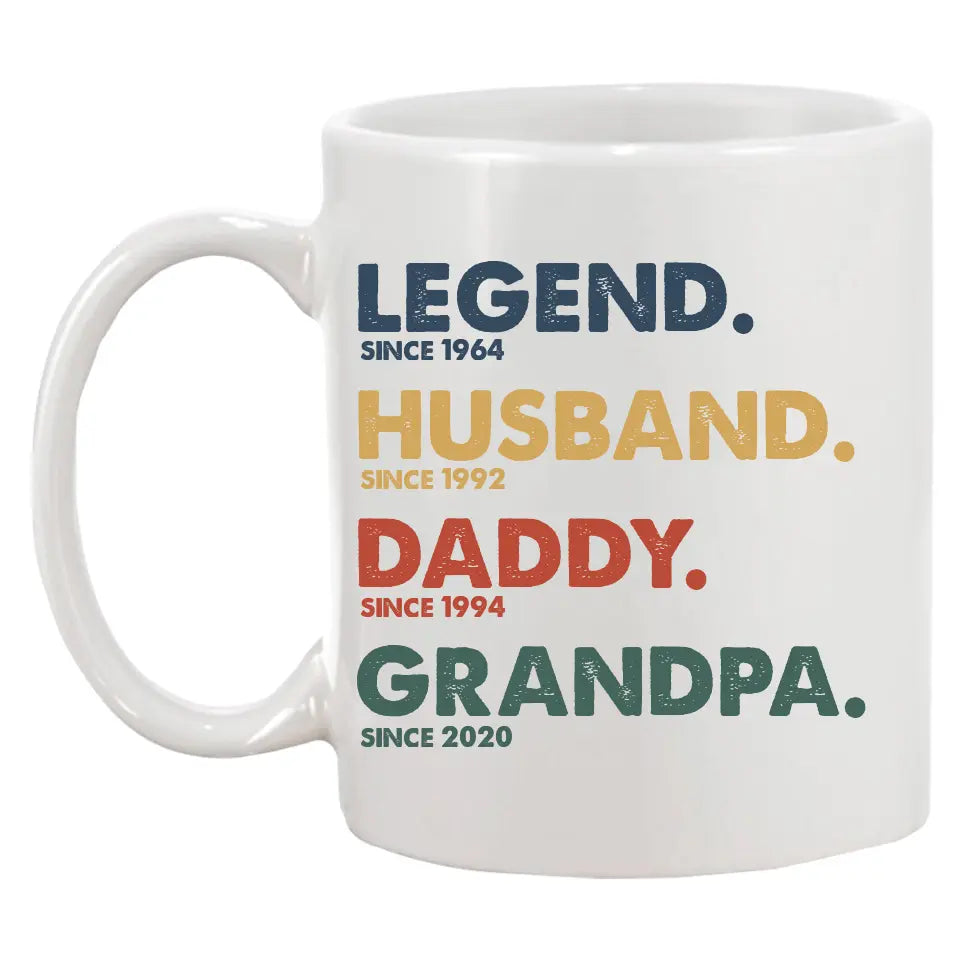 Vintage Legend Husband Daddy Grandpa - Personalized Mug - Custom Gift for Father's Day, Christmas