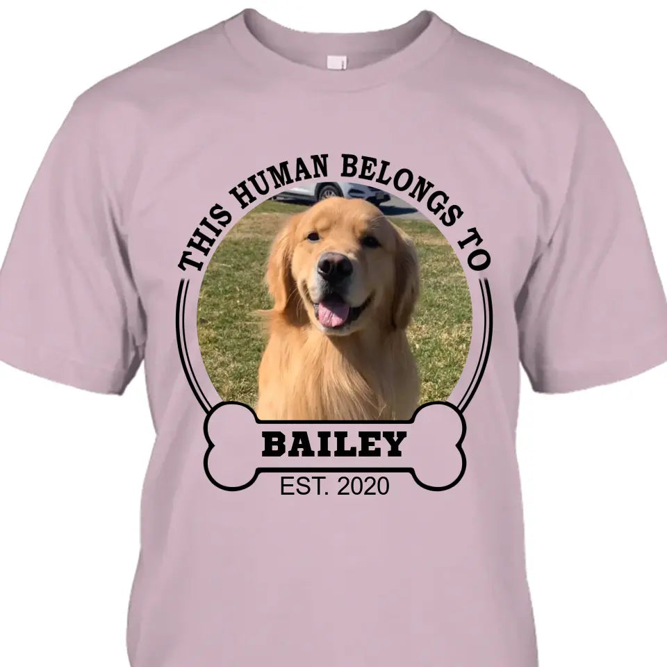This Human Belongs To - Personalized Dog Photo T-Shirt and Hoodie - Custom Gift for Dog Lovers - Mother's Day, Father's Day, Christmas Gift