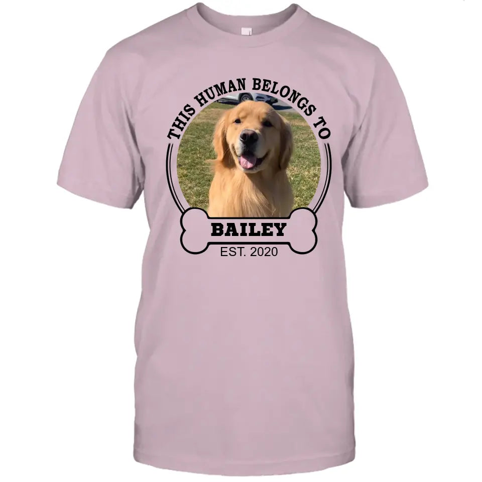 This Human Belongs To - Personalized Dog Photo T-Shirt and Hoodie - Custom Gift for Dog Lovers - Mother's Day, Father's Day, Christmas Gift