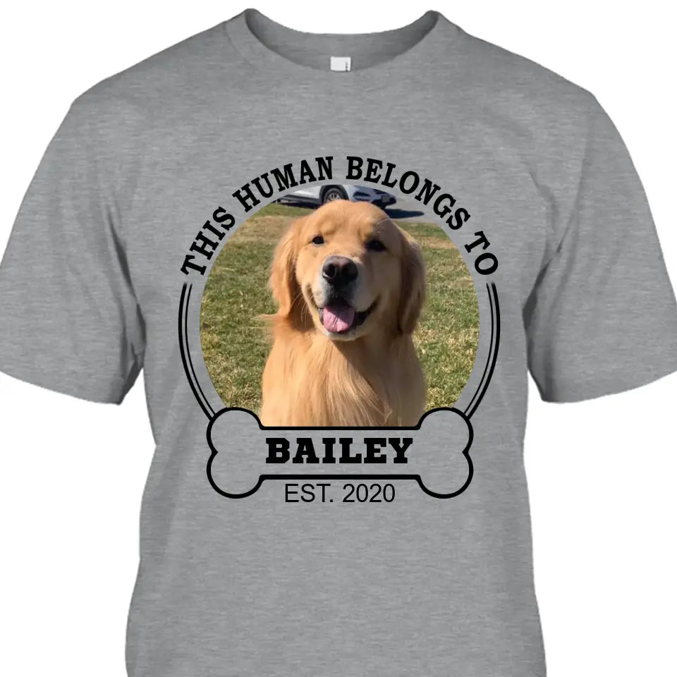 This Human Belongs To - Personalized Dog Photo T-Shirt and Hoodie - Custom Gift for Dog Lovers - Mother's Day, Father's Day, Christmas Gift