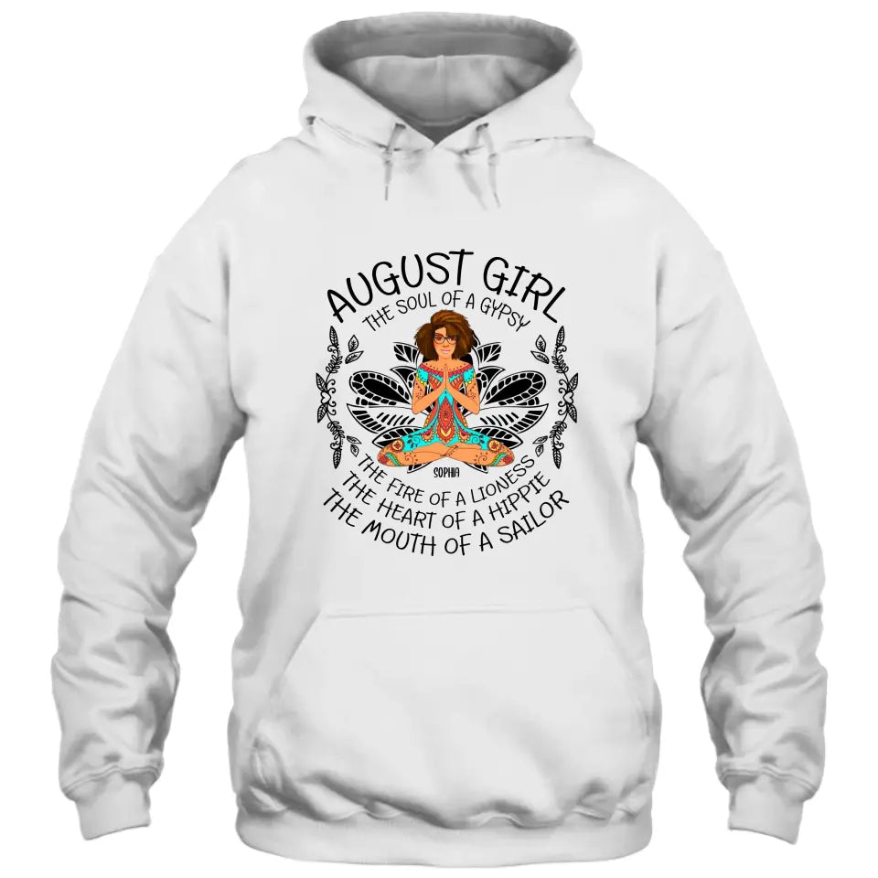 Personalized 12 Birth Month Girl - The Heart Of Gypsy, The Mouth Of A Sailor - T-Shirt and Hoodie - Hippie Gift For Birthday