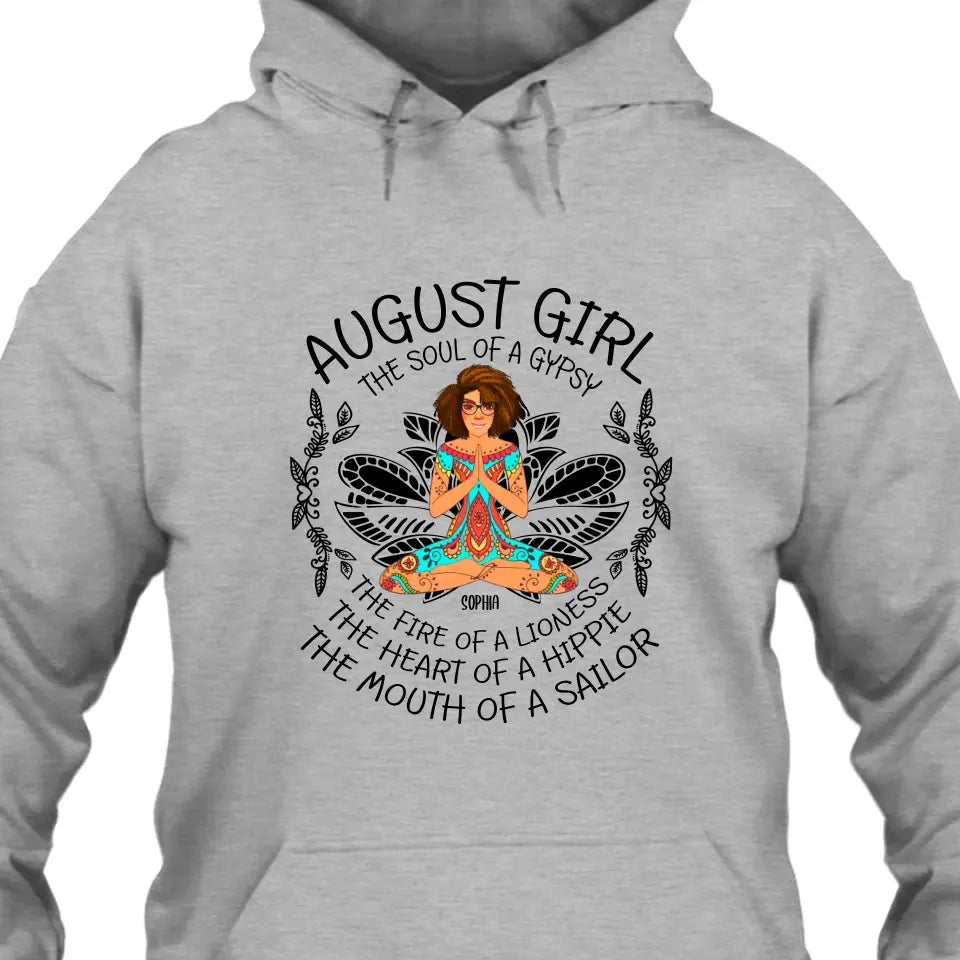 Personalized 12 Birth Month Girl - The Heart Of Gypsy, The Mouth Of A Sailor - T-Shirt and Hoodie - Hippie Gift For Birthday