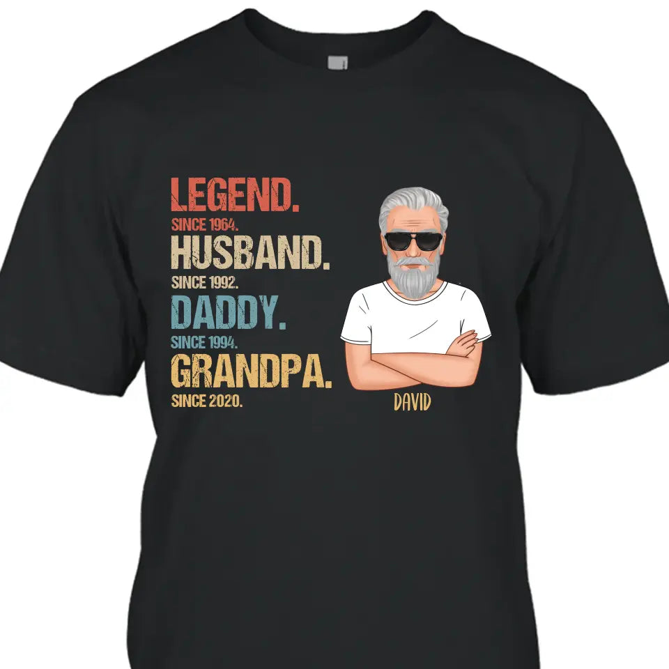 Personalized Vintage Legend Husband Daddy Grandpa T-Shirt and Hoodie - Custom Gift for Father's Day, Christmas