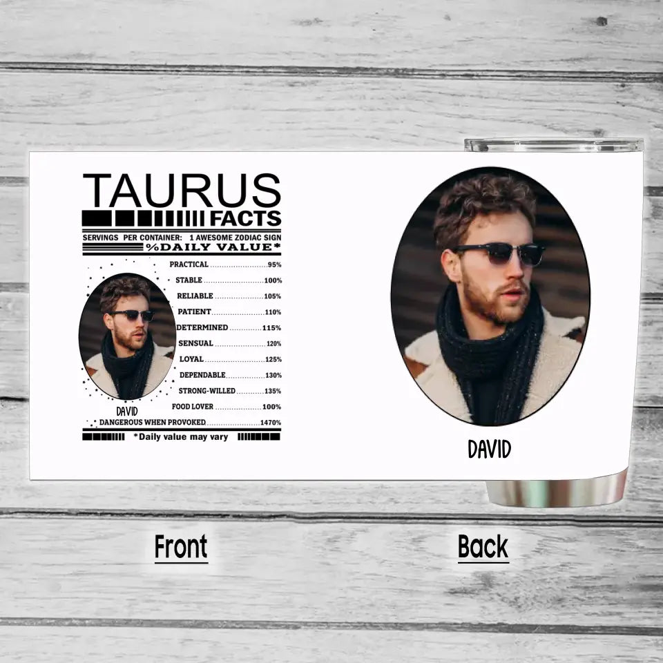 Zodiac Facts for Man - Custom Photo Tumbler - Gift For Birthday