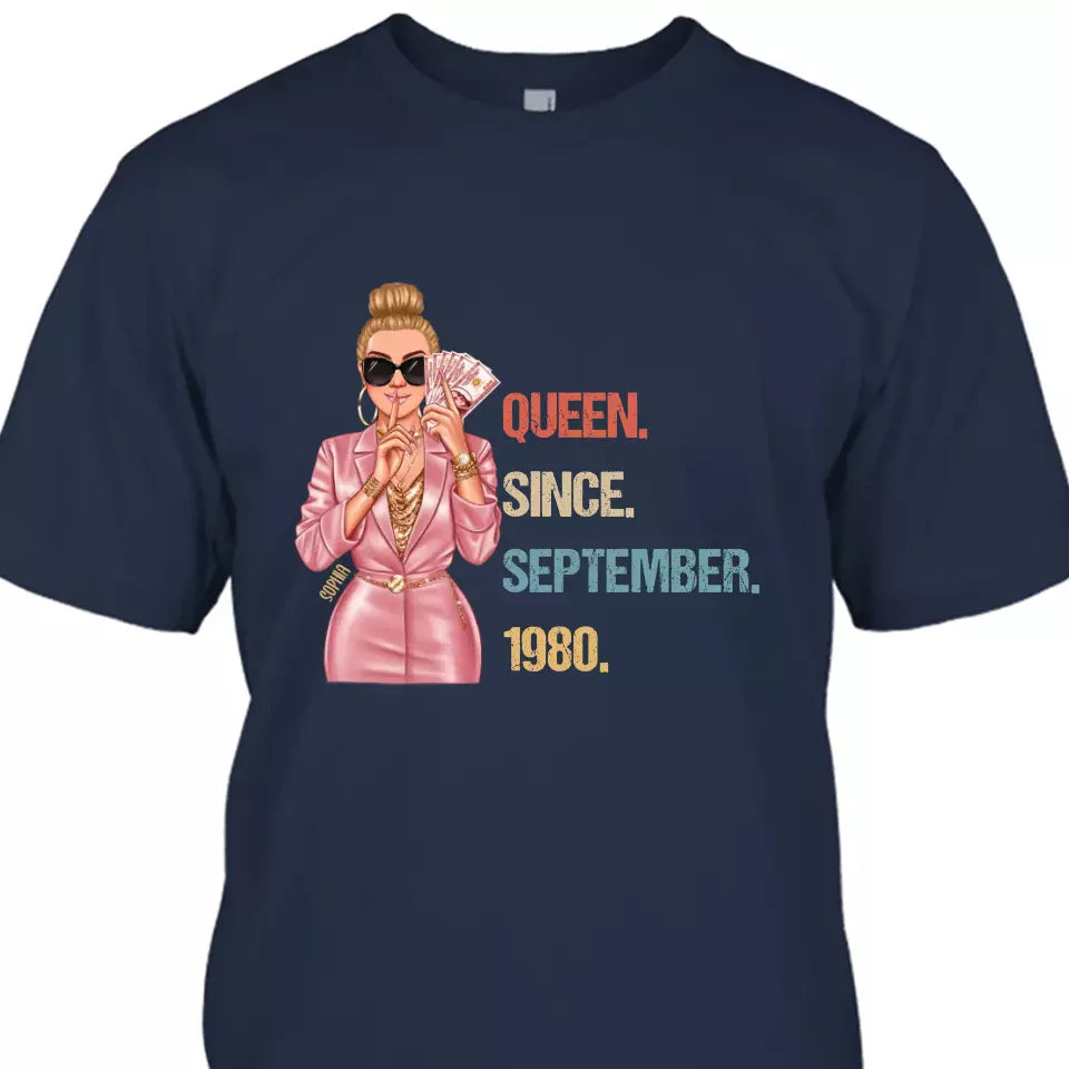 (40% OFF) - Custom Birthday Queen - Queen Since - Personalized T-Shirt and Hoodie - Gift For Birthday