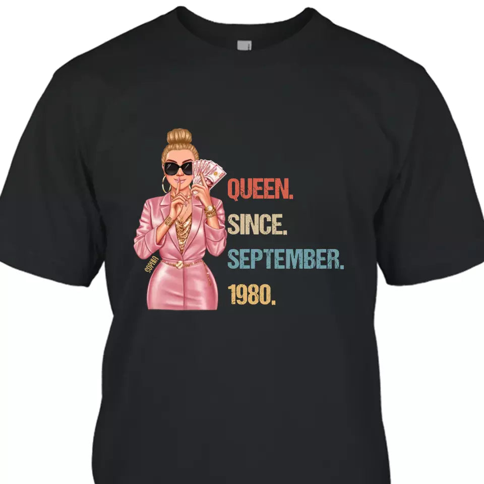 (40% OFF) - Custom Birthday Queen - Queen Since - Personalized T-Shirt and Hoodie - Gift For Birthday