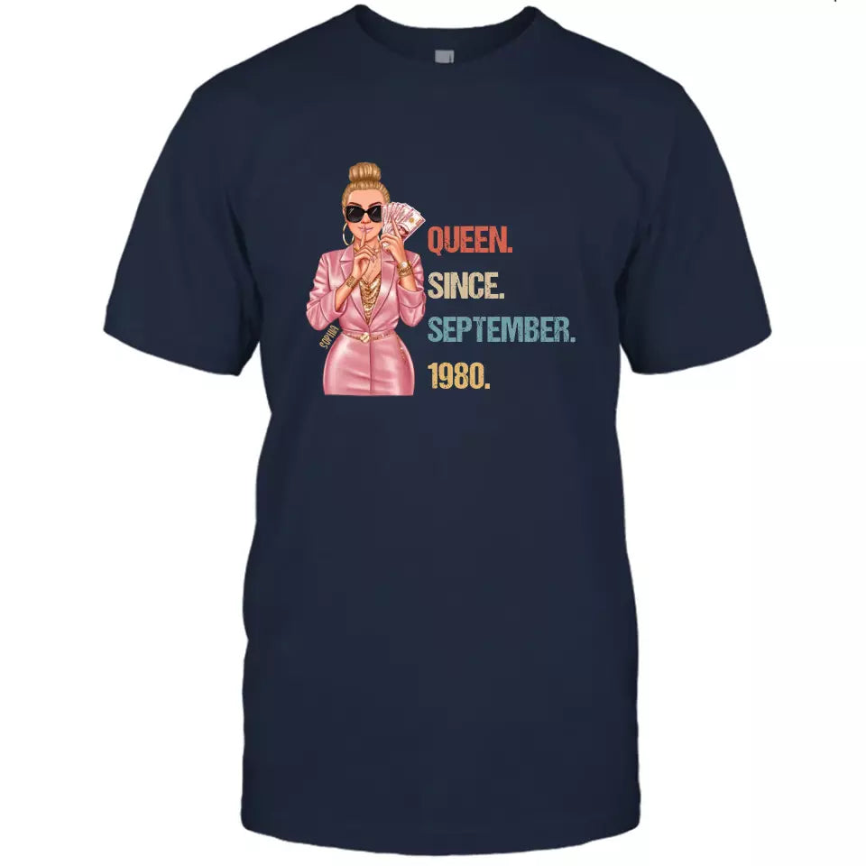 (40% OFF) - Custom Birthday Queen - Queen Since - Personalized T-Shirt and Hoodie - Gift For Birthday