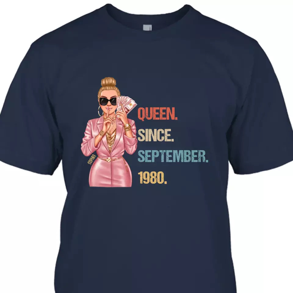 (40% OFF) - Custom Birthday Queen - Queen Since - Personalized T-Shirt and Hoodie - Gift For Birthday