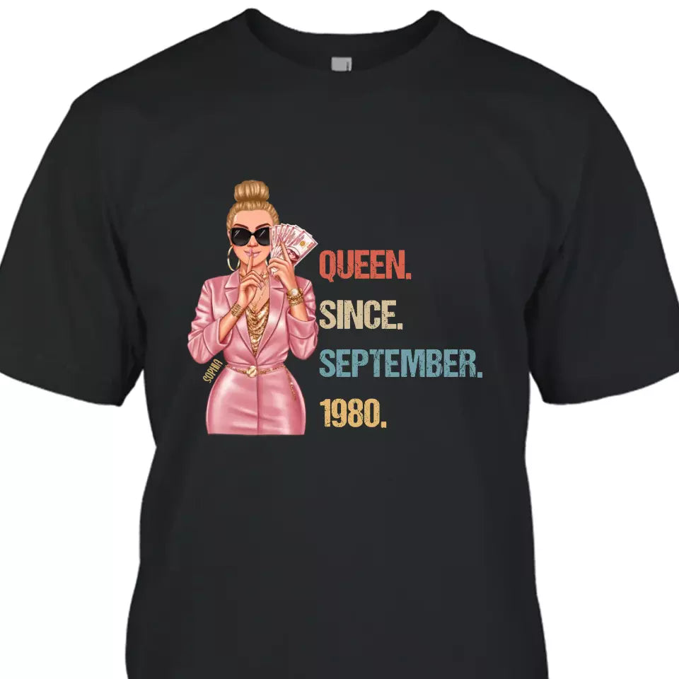 (40% OFF) - Custom Birthday Queen - Queen Since - Personalized T-Shirt and Hoodie - Gift For Birthday