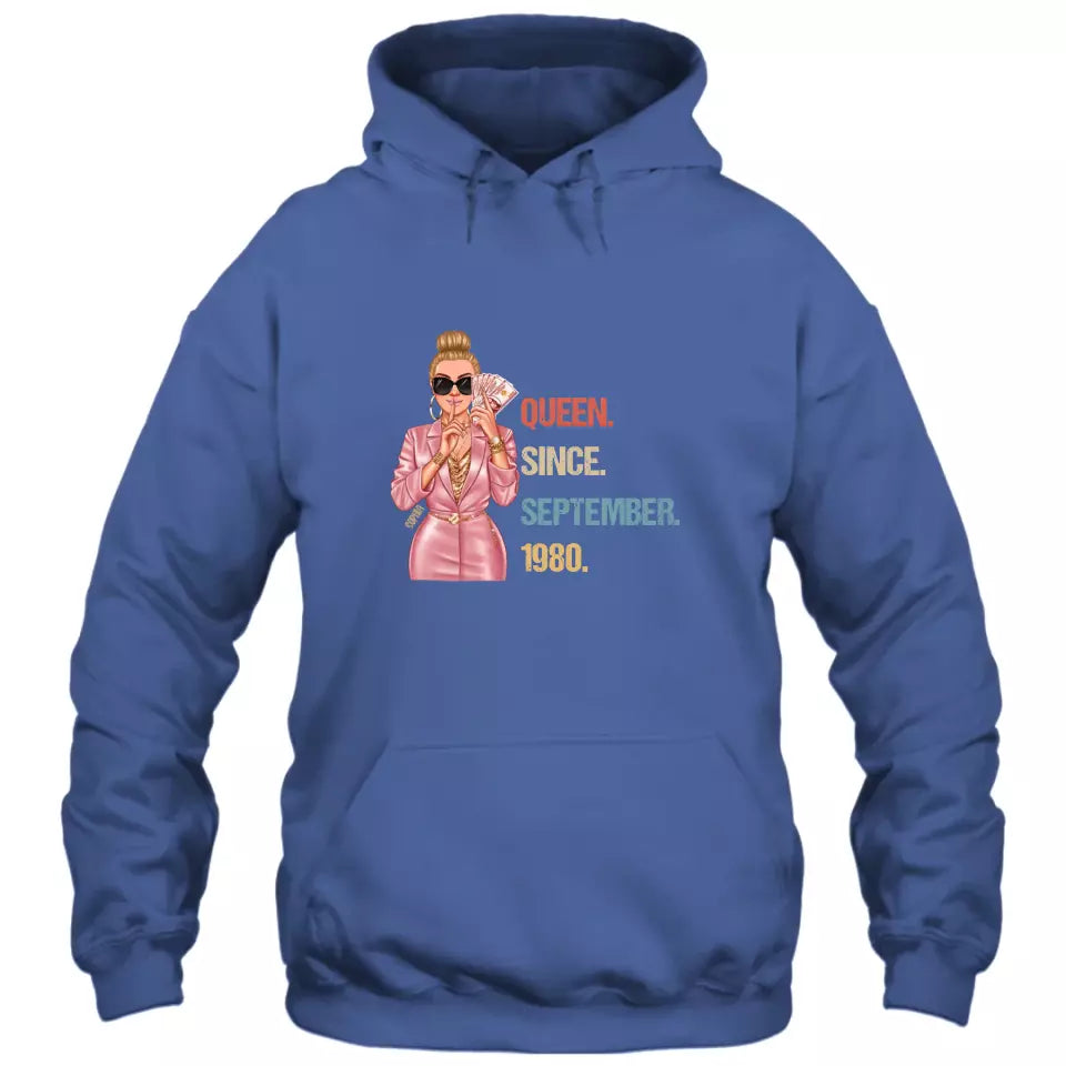 (40% OFF) - Custom Birthday Queen - Queen Since - Personalized T-Shirt and Hoodie - Gift For Birthday