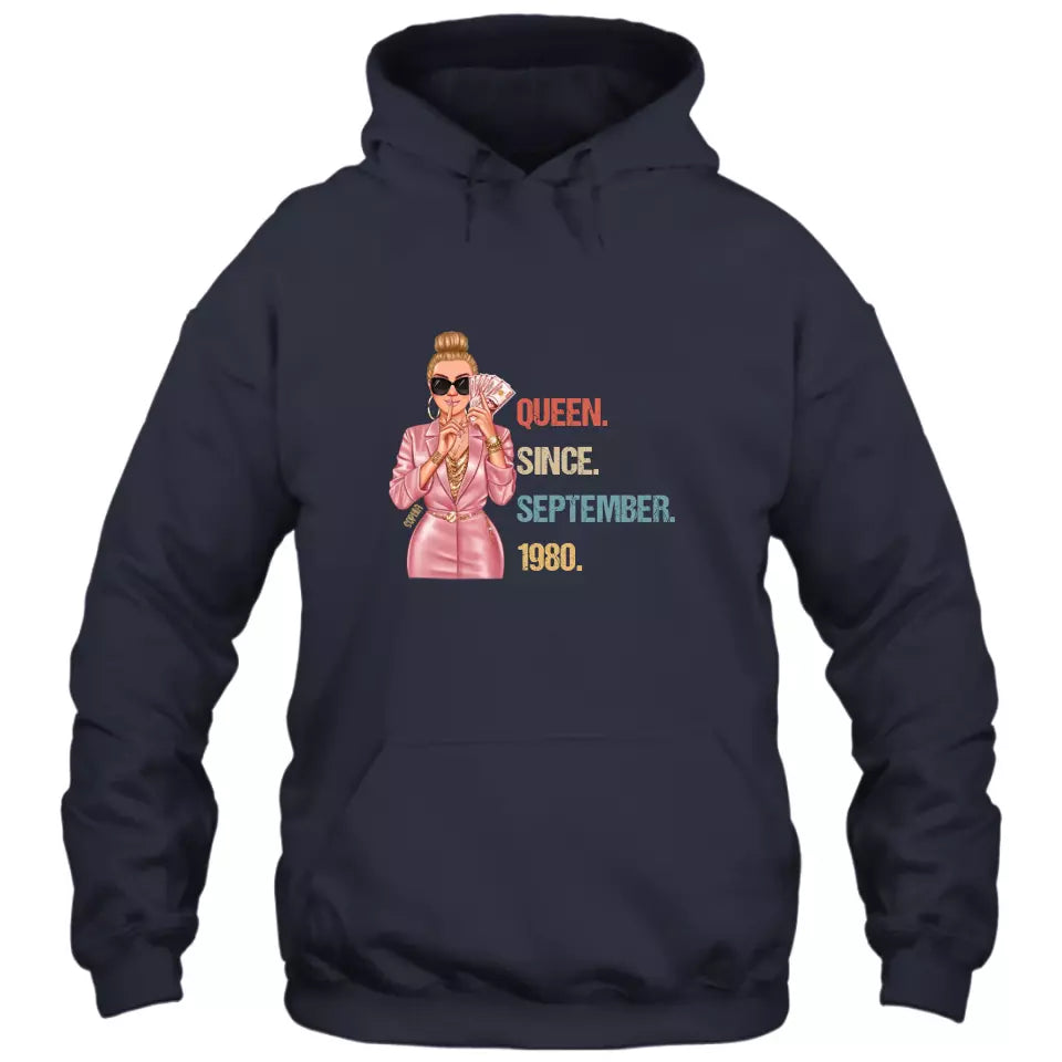 (40% OFF) - Custom Birthday Queen - Queen Since - Personalized T-Shirt and Hoodie - Gift For Birthday