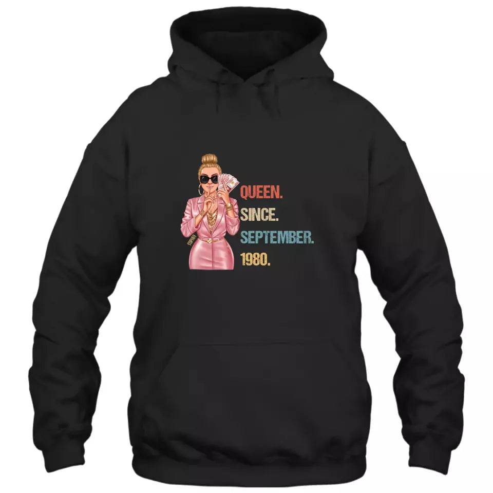 (40% OFF) - Custom Birthday Queen - Queen Since - Personalized T-Shirt and Hoodie - Gift For Birthday