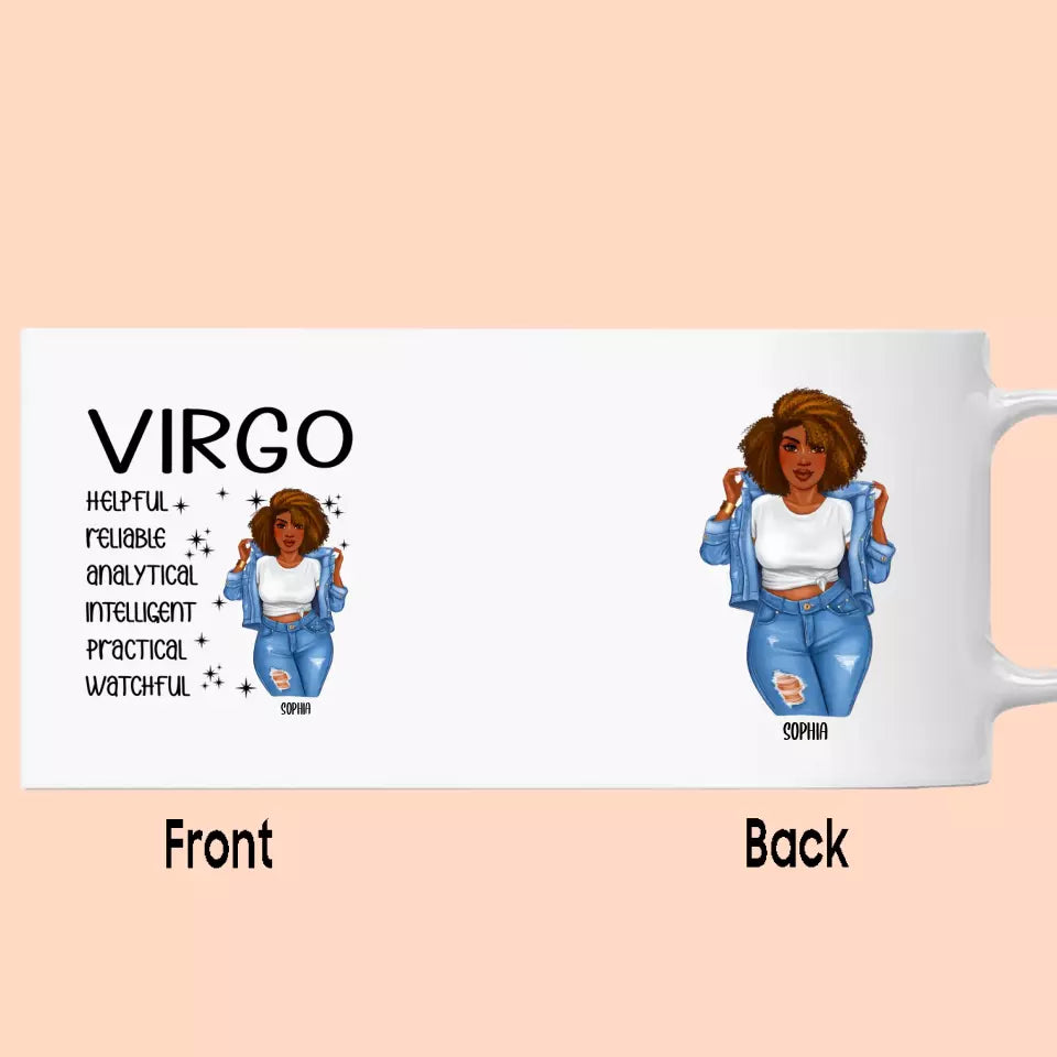 (40% OFF) - Personalized 12 Zodiac Signs - Denim Girl - Custom Mug - Gift For Birthday