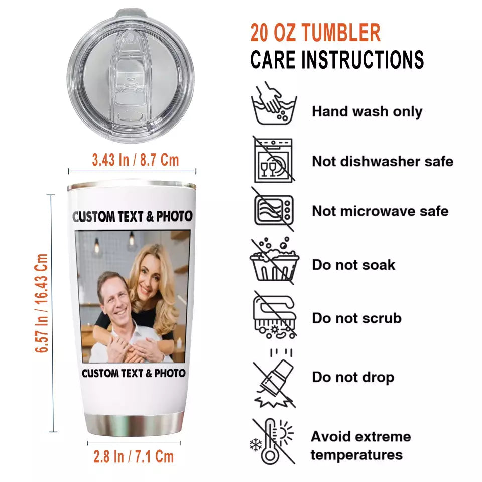 (30% OFF) - Custom Photo and Text - Light Color Tumbler – Perfect Gift for Anybody - For Any Occasion, Anniversary or Special Event