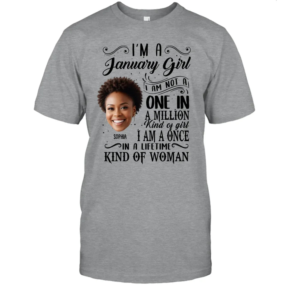 Personalized Photo With Face, Birth Month and Color - I Am A Once - Custom Shirt - Gift For Birthday