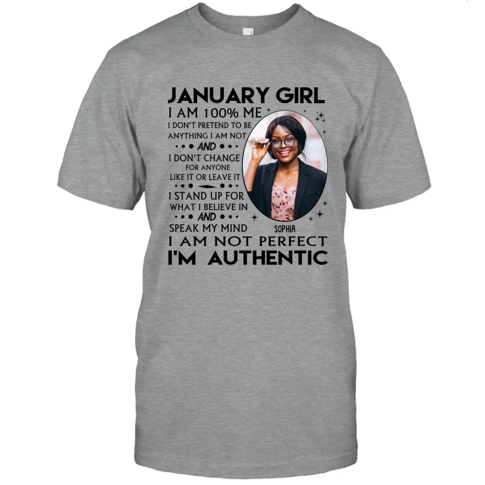 (20% OFF) - Custom Photo - Personalized 12 Birth Month Girl - I Am Authentic Shirt - Gift For Birthday