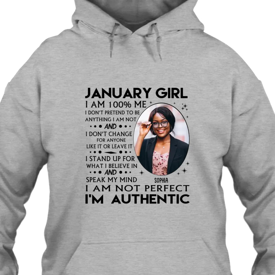 (20% OFF) - Custom Photo - Personalized 12 Birth Month Girl - I Am Authentic Shirt - Gift For Birthday