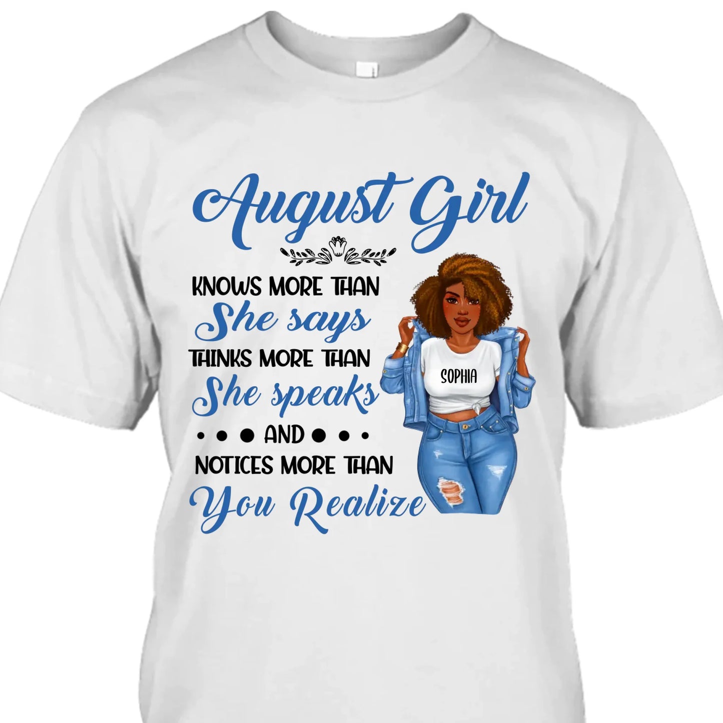 (30% OFF) - Personalized 12 Birth Month Girl - Knows More Than She Says - T-Shirt and Hoodie - Funny Gift For Birthday