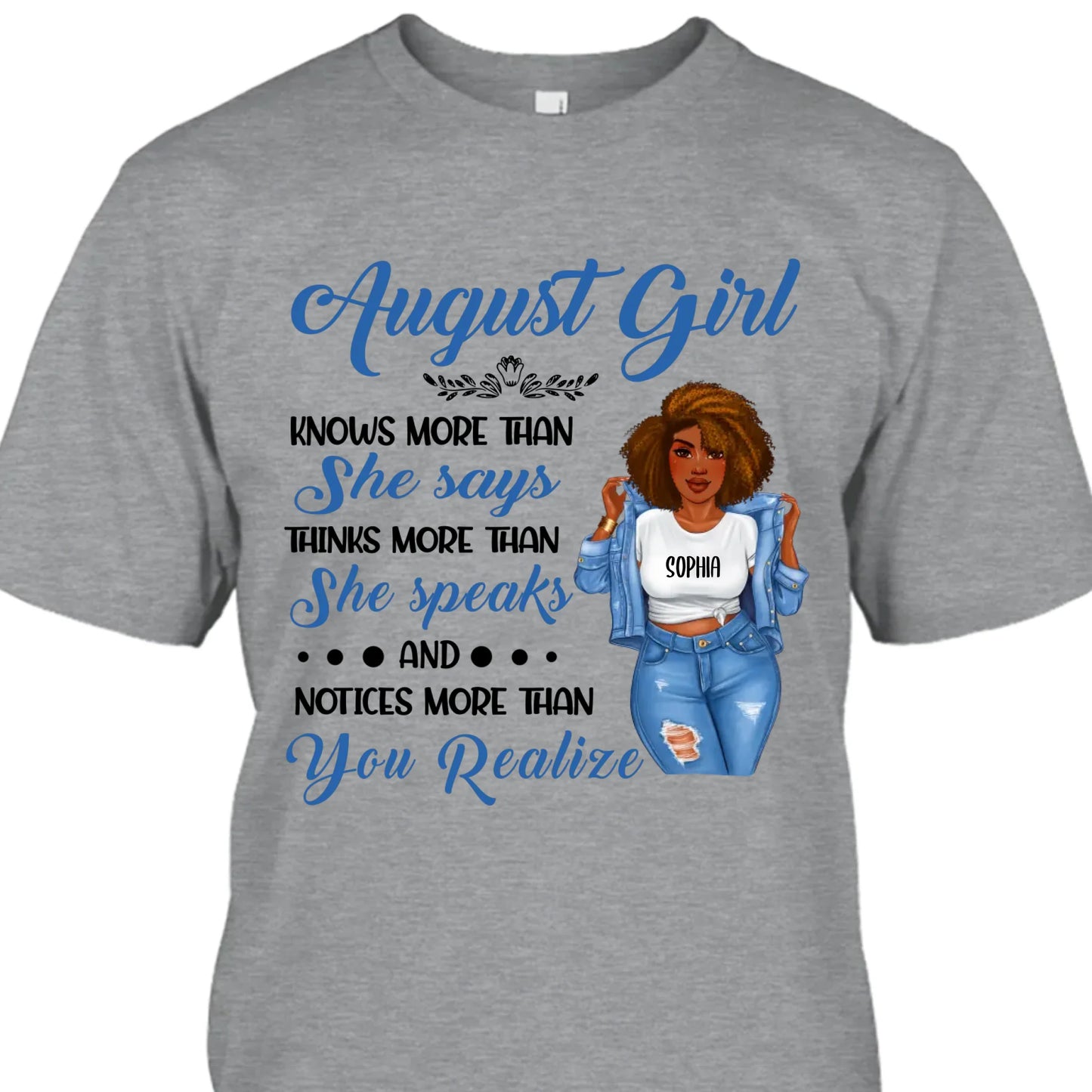 (30% OFF) - Personalized 12 Birth Month Girl - Knows More Than She Says - T-Shirt and Hoodie - Funny Gift For Birthday