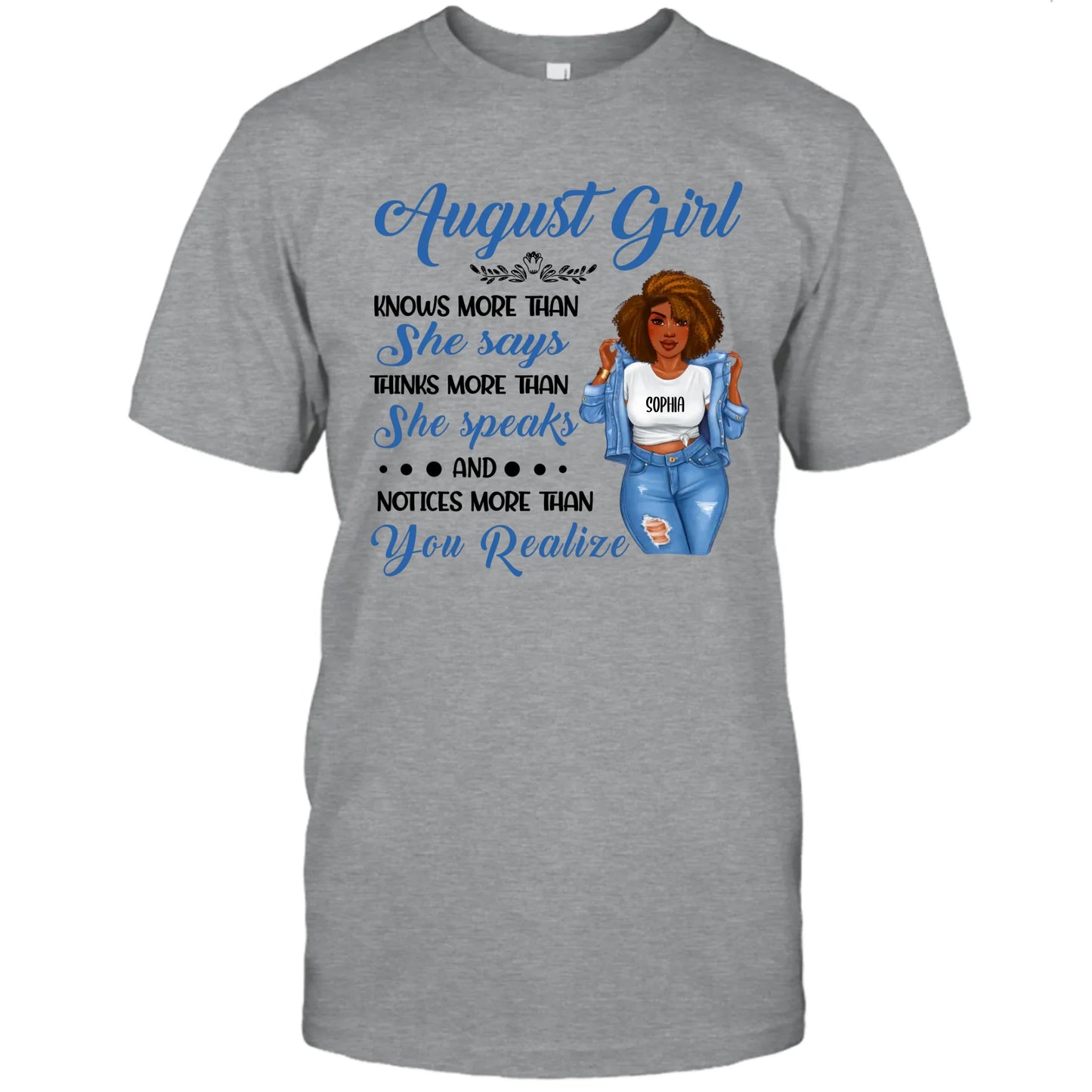 (30% OFF) - Personalized 12 Birth Month Girl - Knows More Than She Says - T-Shirt and Hoodie - Funny Gift For Birthday