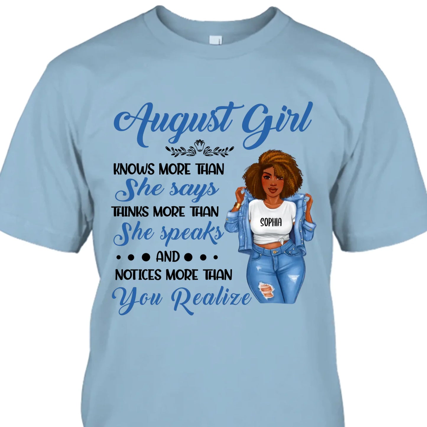 (30% OFF) - Personalized 12 Birth Month Girl - Knows More Than She Says - T-Shirt and Hoodie - Funny Gift For Birthday