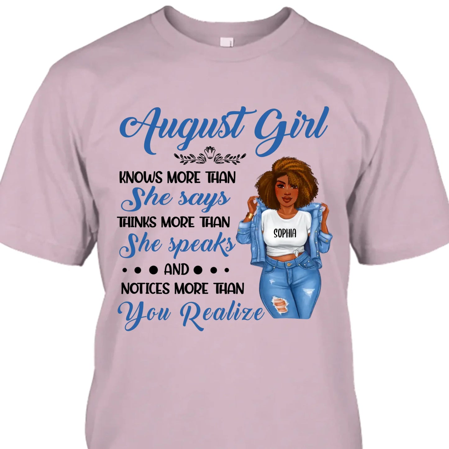(30% OFF) - Personalized 12 Birth Month Girl - Knows More Than She Says - T-Shirt and Hoodie - Funny Gift For Birthday