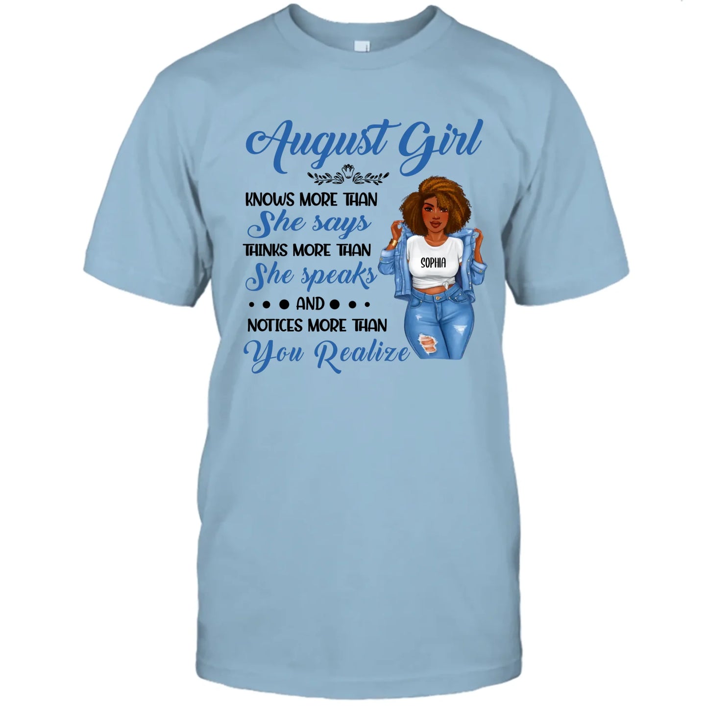 (30% OFF) - Personalized 12 Birth Month Girl - Knows More Than She Says - T-Shirt and Hoodie - Funny Gift For Birthday