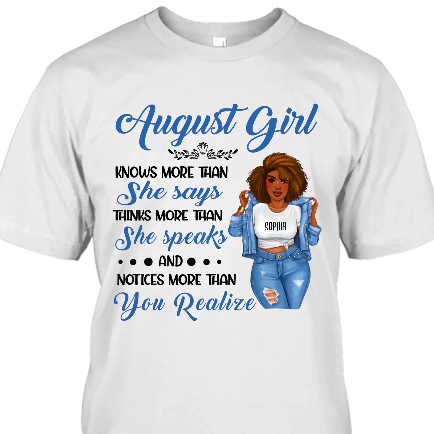 (30% OFF) - Personalized 12 Birth Month Girl - Knows More Than She Says - T-Shirt and Hoodie - Funny Gift For Birthday