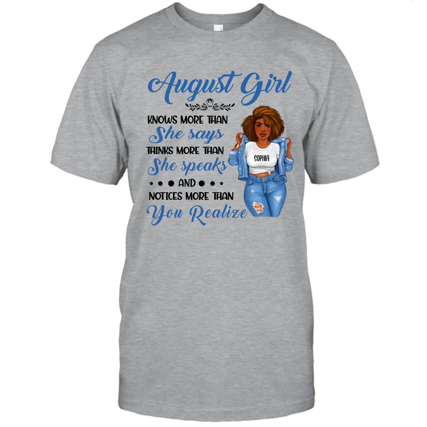 (30% OFF) - Personalized 12 Birth Month Girl - Knows More Than She Says - T-Shirt and Hoodie - Funny Gift For Birthday