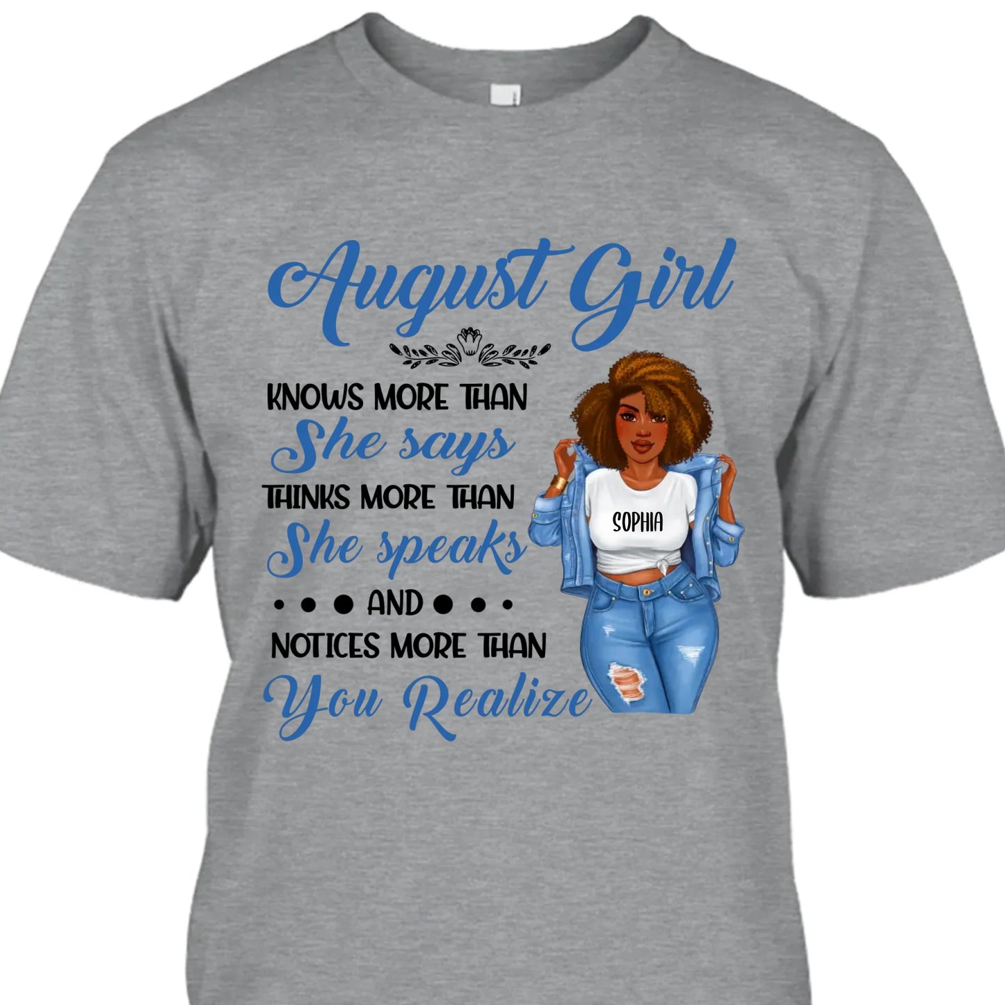 (30% OFF) - Personalized 12 Birth Month Girl - Knows More Than She Says - T-Shirt and Hoodie - Funny Gift For Birthday
