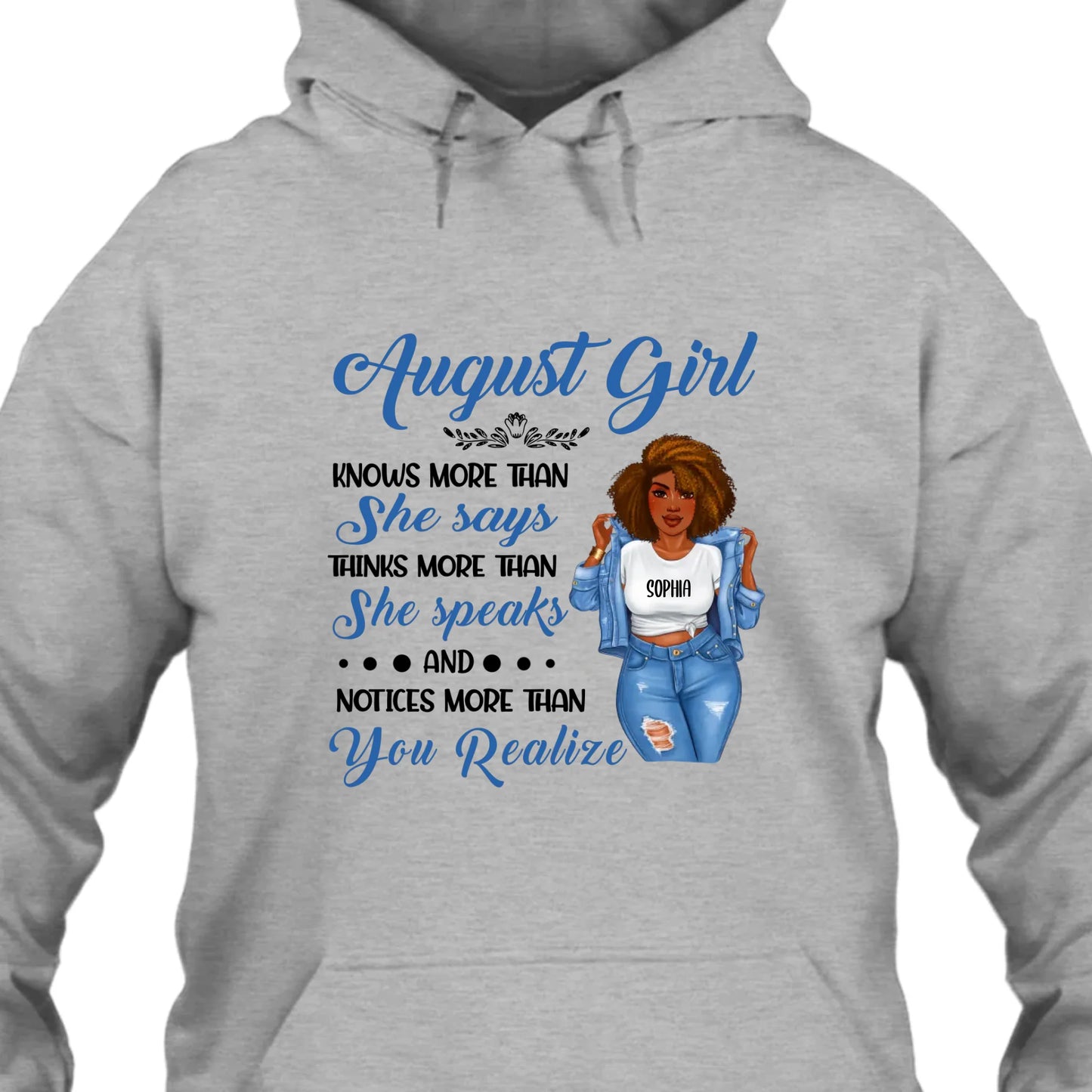 (30% OFF) - Personalized 12 Birth Month Girl - Knows More Than She Says - T-Shirt and Hoodie - Funny Gift For Birthday