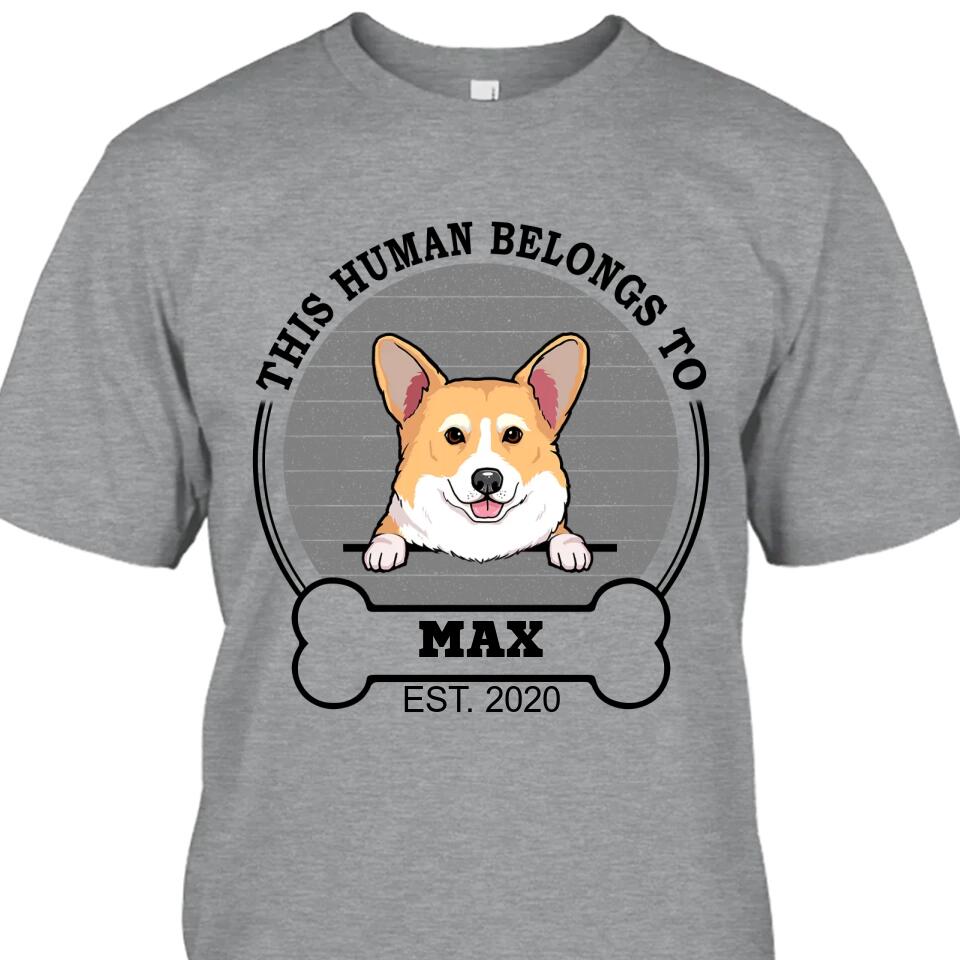 This Human Belongs To - Personalized T-Shirt and Hoodie - Custom Gift for Dog Lovers - Mother's Day, Father's Day, Christmas Gift