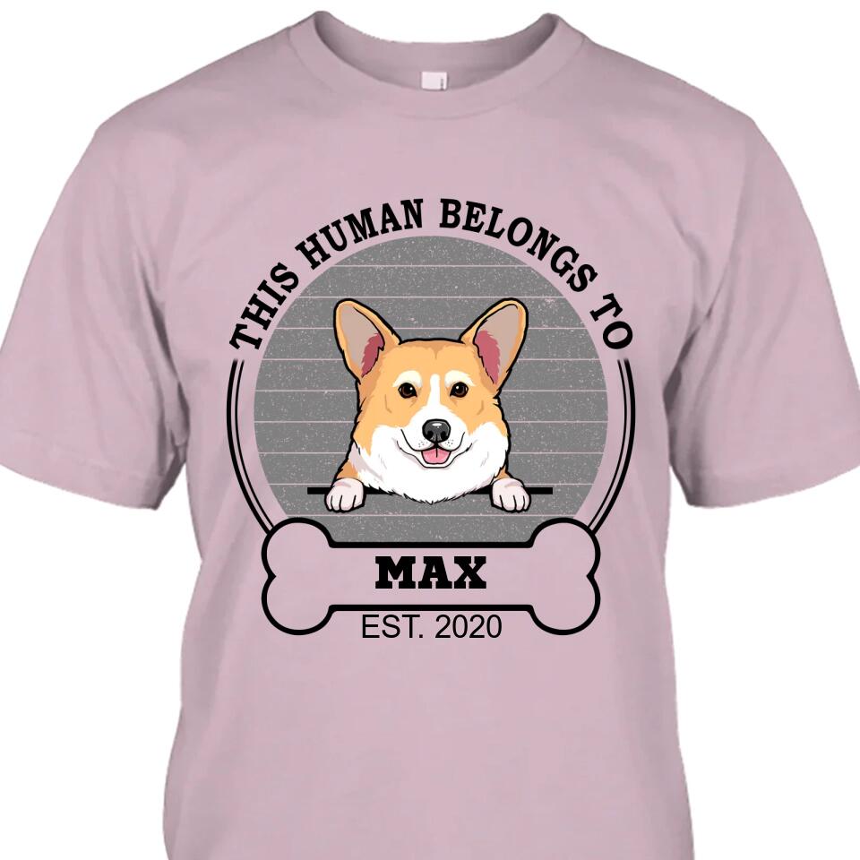 This Human Belongs To - Personalized T-Shirt and Hoodie - Custom Gift for Dog Lovers - Mother's Day, Father's Day, Christmas Gift