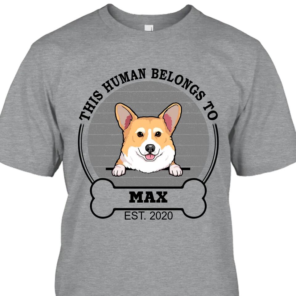 This Human Belongs To - Personalized T-Shirt and Hoodie - Custom Gift for Dog Lovers - Mother's Day, Father's Day, Christmas Gift