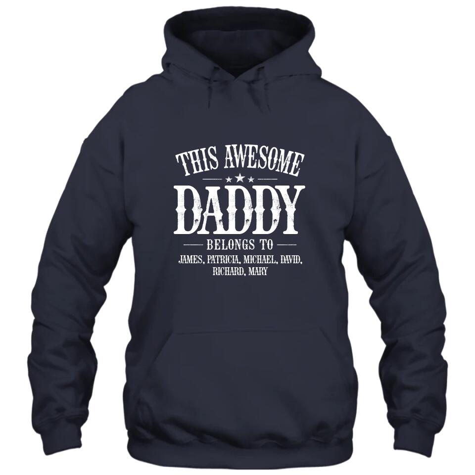 This Awesome Dad Belongs To - Personalized Dad T-Shirt and Hoodie - Custom Gift for Father's Day, Christmas