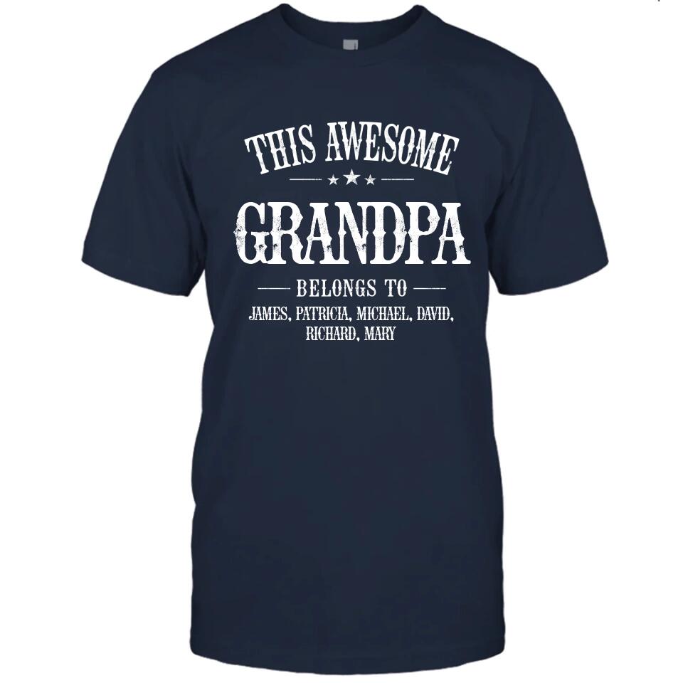 This Awesome Grandpa Belongs To - Personalized Grandpa T-Shirt and Hoodie - Custom Gift for Father's Day, Christmas