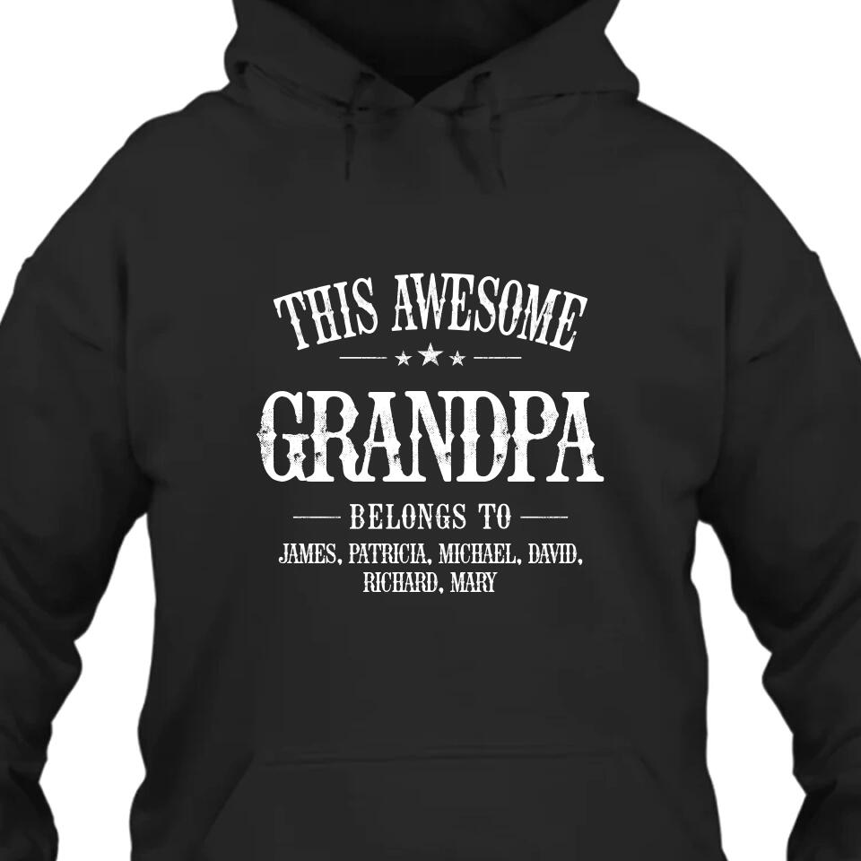 This Awesome Grandpa Belongs To - Personalized Grandpa T-Shirt and Hoodie - Custom Gift for Father's Day, Christmas