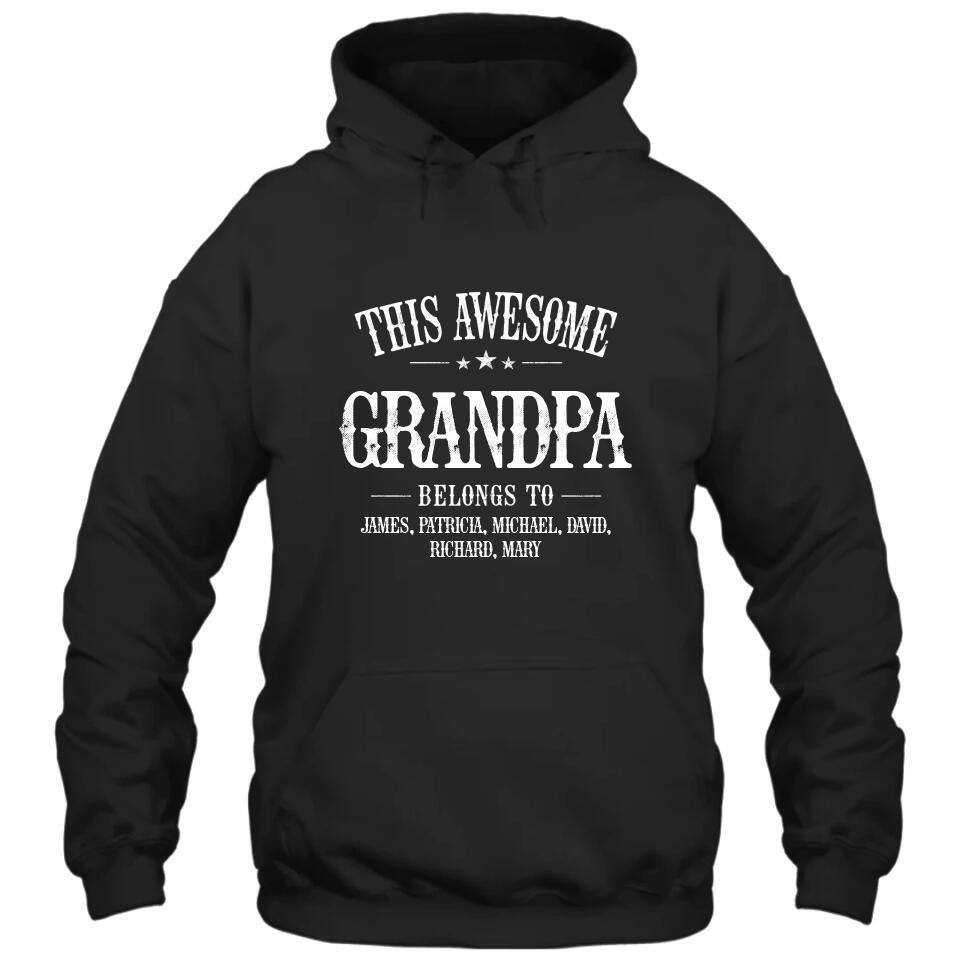 This Awesome Grandpa Belongs To - Personalized Grandpa T-Shirt and Hoodie - Custom Gift for Father's Day, Christmas