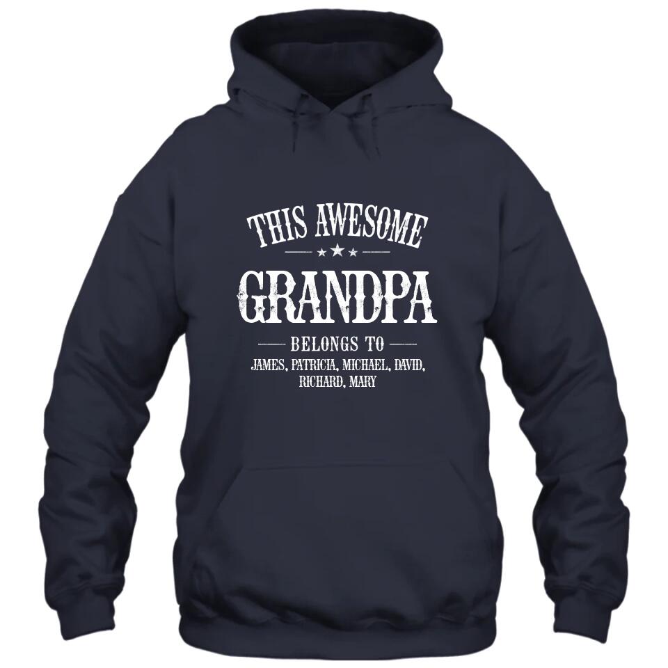 This Awesome Grandpa Belongs To - Personalized Grandpa T-Shirt and Hoodie - Custom Gift for Father's Day, Christmas