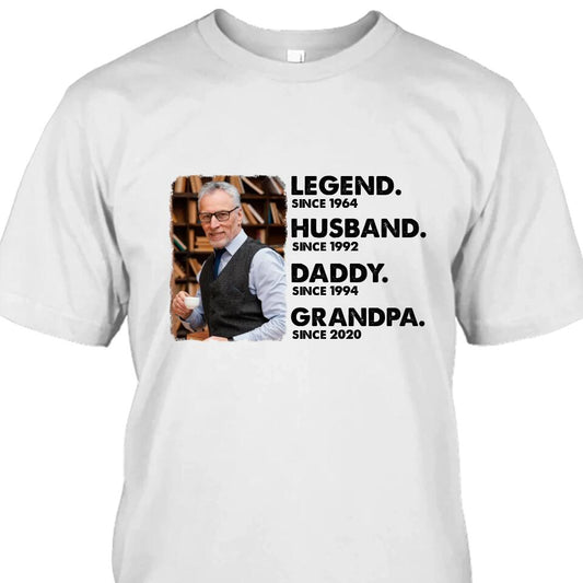 Legend Husband Daddy Grandpa - Custom Photo T-Shirt and Hoodie - Custom Gift for Father's Day, Christmas