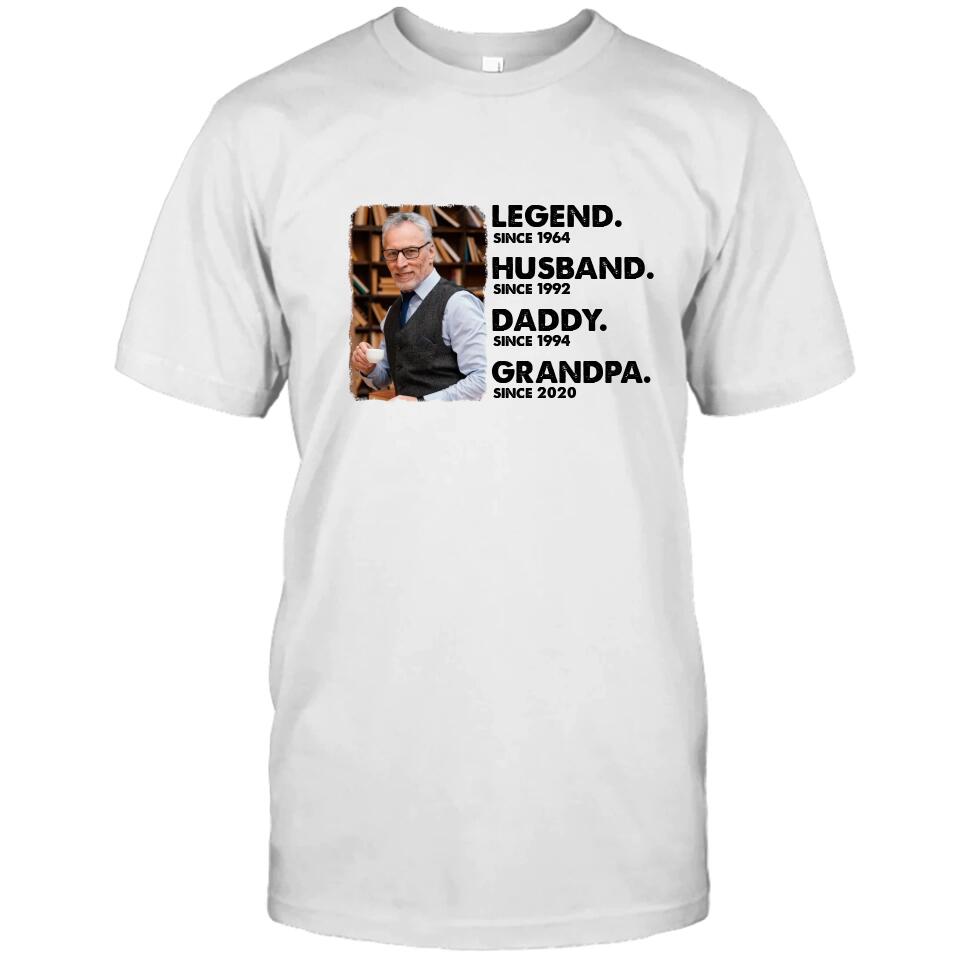 Legend Husband Daddy Grandpa - Custom Photo T-Shirt and Hoodie - Custom Gift for Father's Day, Christmas