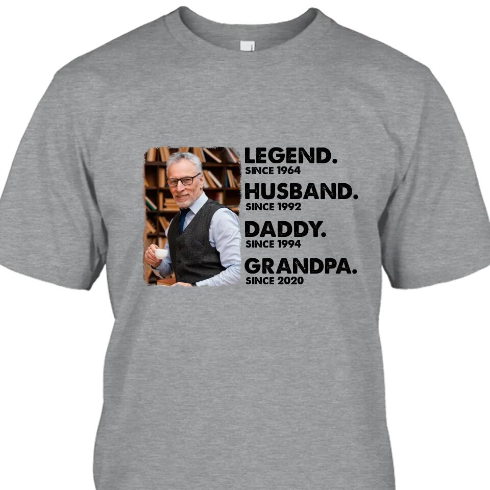 Legend Husband Daddy Grandpa - Custom Photo T-Shirt and Hoodie - Custom Gift for Father's Day, Christmas