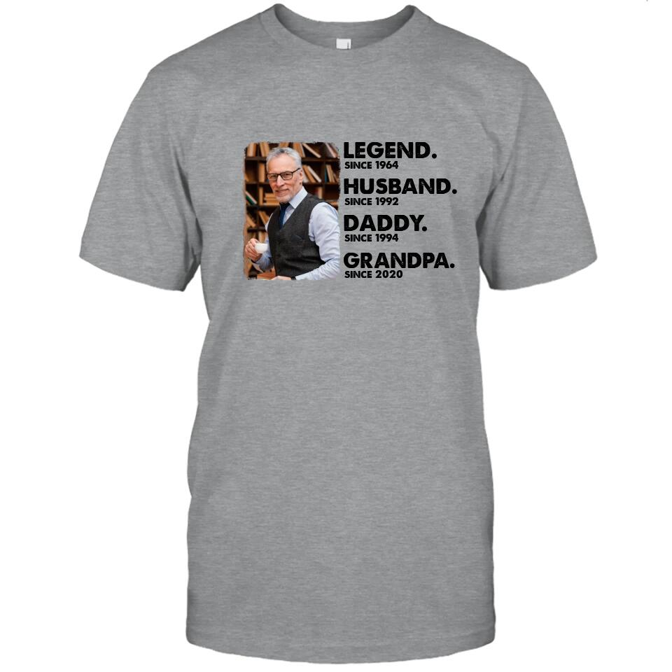 Legend Husband Daddy Grandpa - Custom Photo T-Shirt and Hoodie - Custom Gift for Father's Day, Christmas