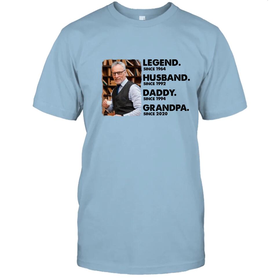 Legend Husband Daddy Grandpa - Custom Photo T-Shirt and Hoodie - Custom Gift for Father's Day, Christmas