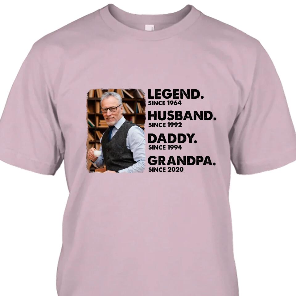 Legend Husband Daddy Grandpa - Custom Photo T-Shirt and Hoodie - Custom Gift for Father's Day, Christmas