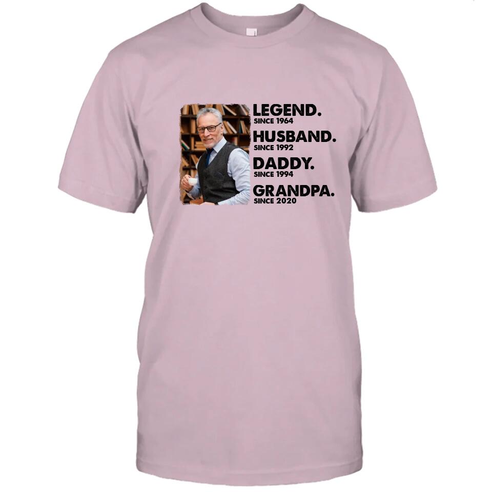 Legend Husband Daddy Grandpa - Custom Photo T-Shirt and Hoodie - Custom Gift for Father's Day, Christmas