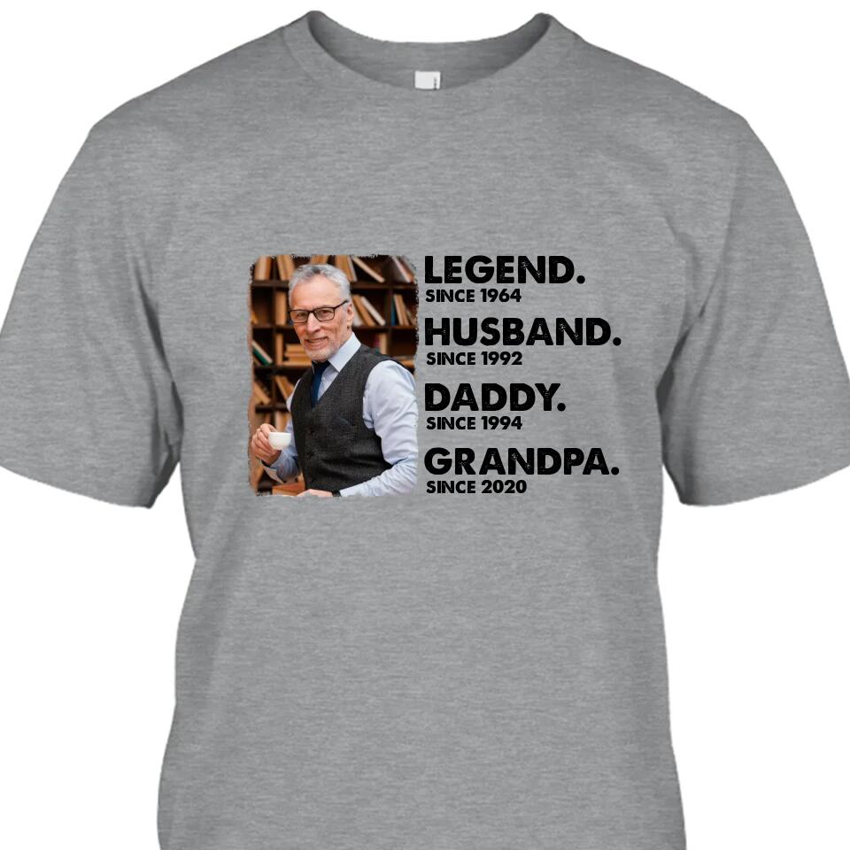 Legend Husband Daddy Grandpa - Custom Photo T-Shirt and Hoodie - Custom Gift for Father's Day, Christmas