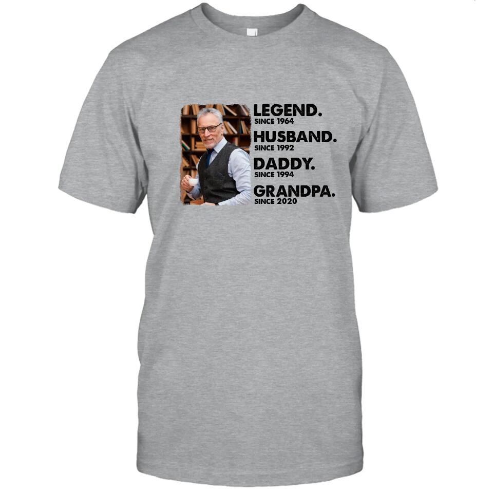 Legend Husband Daddy Grandpa - Custom Photo T-Shirt and Hoodie - Custom Gift for Father's Day, Christmas